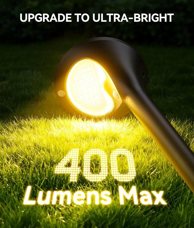 ELECLINK Solar Pathway Lights Outdoor with Motion Sensor, 2 Pack Security Solar Garden Lights, 400LM Bright LEDs, Large Glass Panel, 3 Modes Waterproof Path Lights for Yard Patio Walkway Driveway