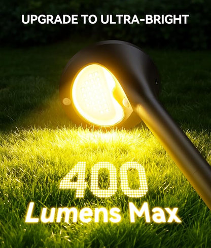 ELECLINK Solar Pathway Lights Outdoor with Motion Sensor, 2 Pack Security Solar Garden Lights, 400LM Bright LEDs, Large Glass Panel, 3 Modes Waterproof Path Lights for Yard Patio Walkway Driveway
