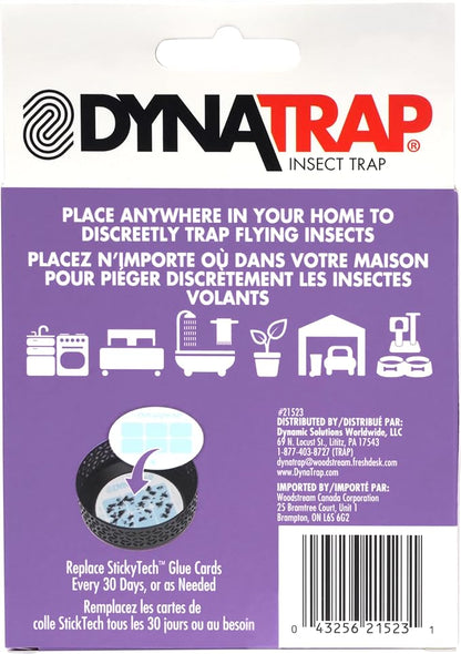 Dynatrap Official Replacement StickyTech Glue Cards for Dynatrap DT152 Indoor Insect Trap and Killer – Catches and Kills Fruit Flies, Gnats, Moths, Mosquitoes & Other Flying Insects, 21523 - 12 Pack