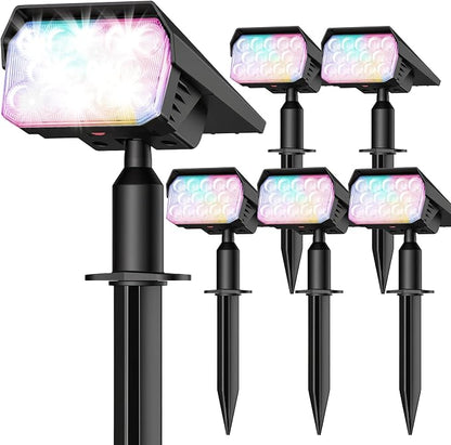 Solar Color Changing RGB Lights IP65 Waterproof, 56 LED 8 Lighting Modes Solar Spotlights, Landscape Lights for Yard Garden Pathway Holiday Decor, 6 Pack (Multicolor)