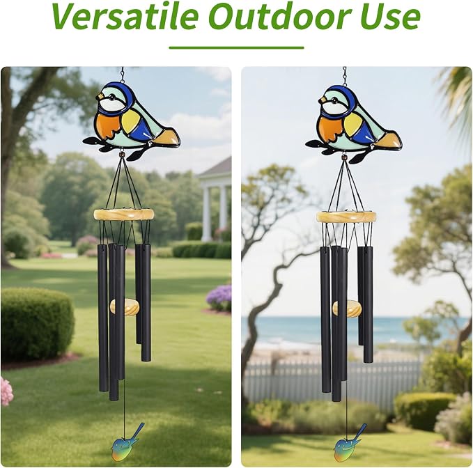 Wind Chimes for Outside Metal Aluminum 41.7" Inches Wind Chime with Brid Outdoor Decor Large Unique Chimes for Outside Festivals/Birthday for Mom Dad Grandma Home Garden Patio Decor