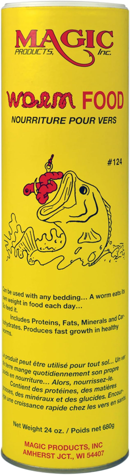 MAGIC Bait Worm Food – 24 oz Can | Nutrient-Rich Worm Feed for Healthy Nightcrawlers & Red Wigglers | Improves Bait Vitality for Fishing & Composting Worm Beds