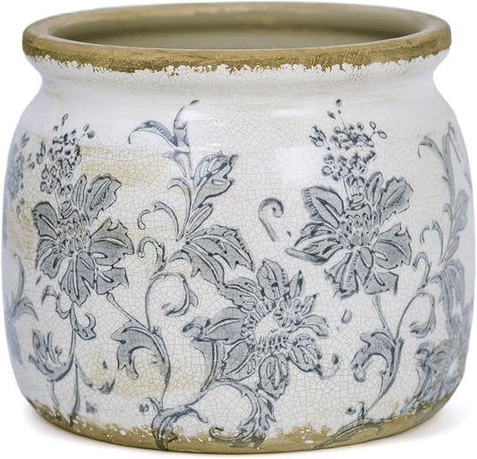 Dosayes Ceramic Pot for Planter, Vintage Flower Pot with Drainage Holes, 6.29 inch Ice Crack Glazed Indoor Planters Pot (Old World)