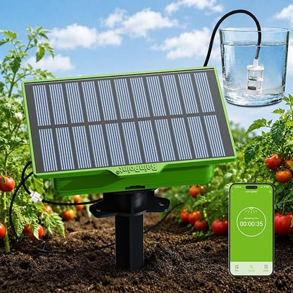 RainPoint WiFi Solar Drip Irrigation System, Smart Automatic Plant Watering Kit with App Control, Solar & USB-C, Tap-Free Watering System for Balcony, Backyard & Container Garden Plants, 10-15 Plants