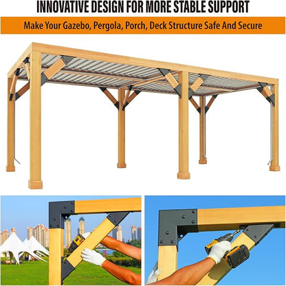 4pack 2x4 (Actual 1.5''x3.5'') Degree Angle Support Brackets, For Pergola, Gazebo, Deck Wood Frame Structures Provide Support 45° Degree Angle Bracket