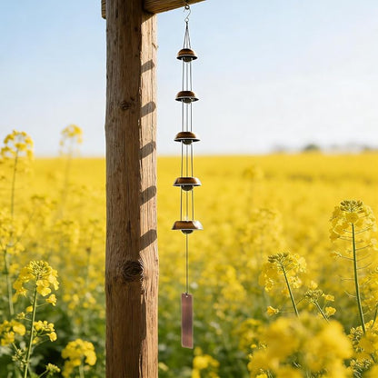 Wind Chimes for Outside Clearance, 36 Inch Temple Wind Chime, 5 Copper Bells with Deep Tones, Feng Shui Decor for Home Yard Garden Zen & Patio, Memorial Gift for Women, Mom, Grandma