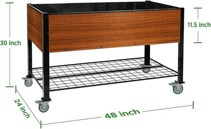 Raised Garden Bed with Legs and Wheels, Self-Watering Planter Box, 48x24x30 in Elevated Raised Bed with Drainage Hole, Built to Withstand Sun, Rain, and Wind for Up to 2 Years