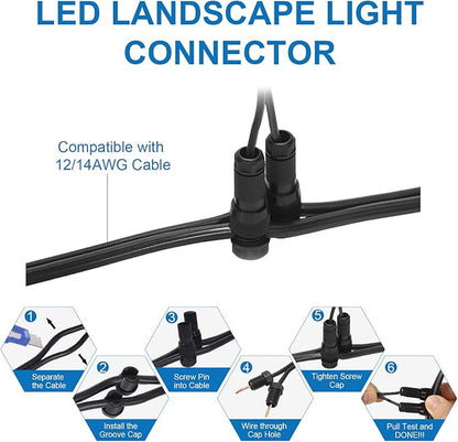 Low Voltage Landscape Lighting with Spike (10-Pack with Connector) | 7W Low Voltage LED Landscape Lights with Connectors Outdoor 12V Super 900LM Warm White Waterproof Garden Pathway Lights
