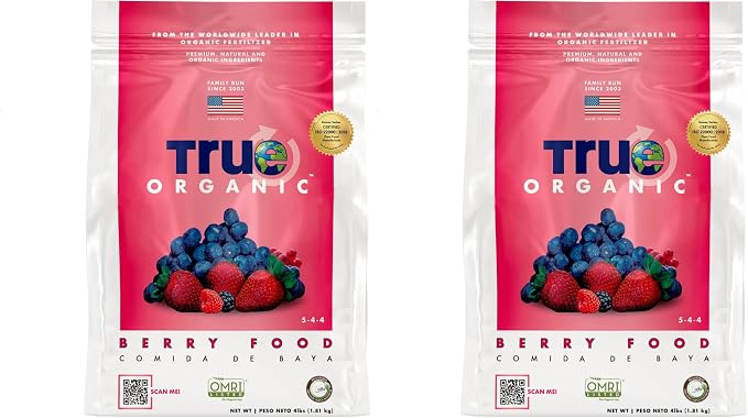 True Organic Berry Food Granular Fertilizer 4 lbs - CDFA, OMRI Listed for Organic Gardening NPK 5-4-4 (Pack of 2)