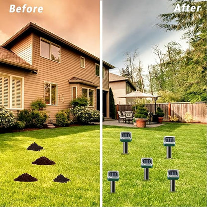 Mole Repellent for Lawns 10 Pack, Solar Powered Mole Repeller Ultrasonic Gopher Repellent, Outdoor Waterproof Vole Vibration Stakes,Sonic Gopher Deterrent Yard for Rodent Groundhog Snake Chipmunk