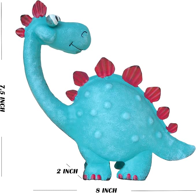 Metal Dinosaur Garden Statues Decor | Handpainted Outdoor Garden Decor, Yard/Indoor Shelf Decor,Garden Lovers Gift