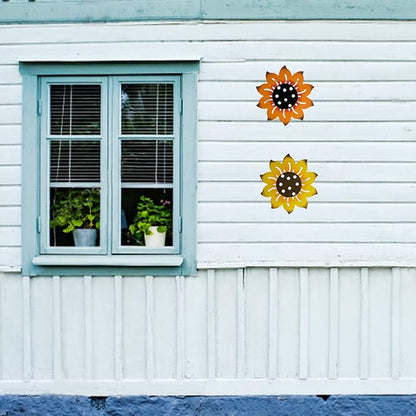 8.66" Outdoor Metal Flowers for Outside - Metal Flower Wall Art Décor，Rustic Hanging Wall Flowers Wall Decor for Garden, Patio, Porch, Fence, Yard, Bathroom, Kitchen & Backyard - Spring Seasonal,Set of 2