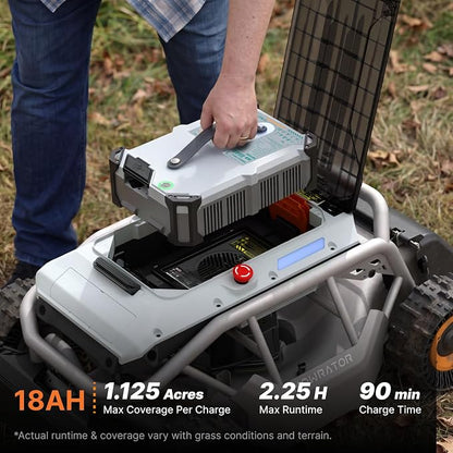 Mowrator S1 4WD 18Ah Remote Control Lawn Mower with Wide Wheels, All-Season Yard Care, 85% (40°) Slope Climbing, with Leaf Shredding Vacuum, 21" Width, 1.5–4.3" Cutting Height, Up to 1.12 Acres