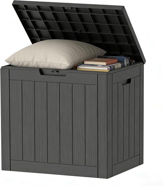 35 Gallon Resin Deck Box All Weather Outdoor Storage Box for Patio Furniture, Garden Tools, Lockable, Black