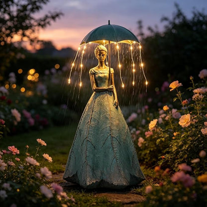 DiliComing Solar Fairy Outdoor-Statue Garden-Decor - 18" Resin Leaf Girl Sculpture with LED Lights for Garden/Patio/Yard | Waterproof Fairy Outdoor Figurines, Unique Home Decor Gifts for Women