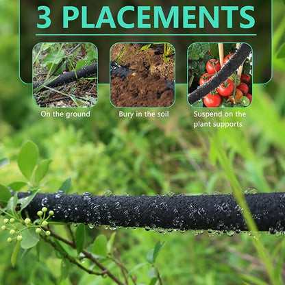 1/2’’ Soaker Hose 50 ft for Garden Beds, Heavy Duty Soaker Hoses with Kits for Water Saving, Rubber Garden Watering Hose 50 Foot Drip Irrigation Hose System (50 ft)