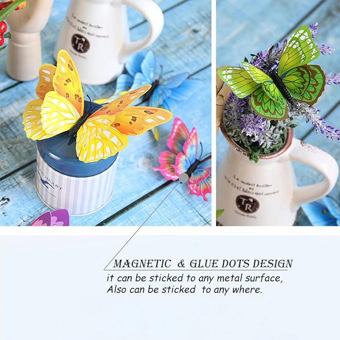 OPSEAM Butterfly Wall Decor 24/48 PCS, 3D Butterflies Stickers for Party Decorations with Magnets(Colorful, 48)
