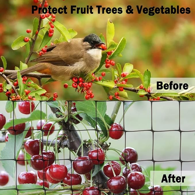 POYEE Bird Netting, 6.5x13FT Heavy Duty Garden Netting | for Fruit Trees Plants Strawberry Blueberry Bush Protection Anti Birds, Deers, Squirrels and Other Animals