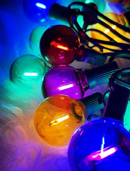 G40 LED Outdoor Christmas String Lights, 25FT Hanging Globe String Light | 25+2 Shatterproof Clear Multicolor Lights, Connectable, Waterproof Patio Lights for Balcony Pergola Decor, Green Wire