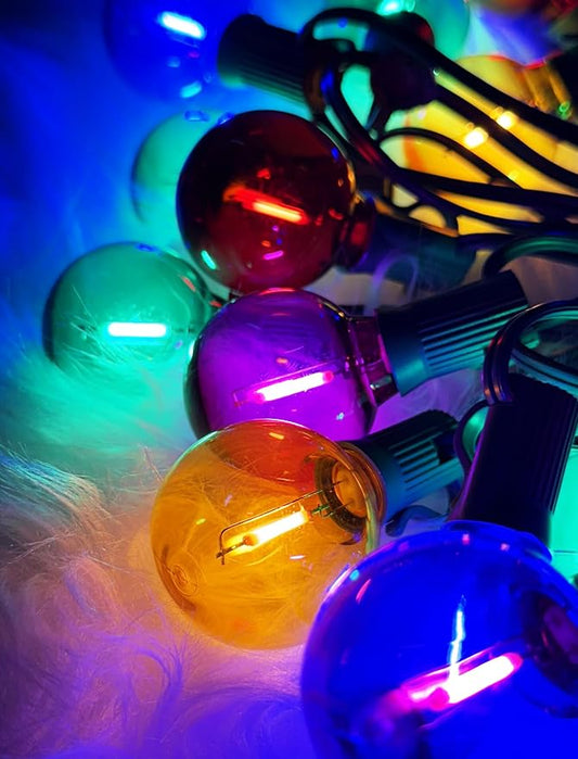 G40 LED Outdoor Christmas String Lights, 25FT Hanging Globe String Light | 25+2 Shatterproof Clear Multicolor Lights, Connectable, Waterproof Patio Lights for Balcony Pergola Decor, Green Wire