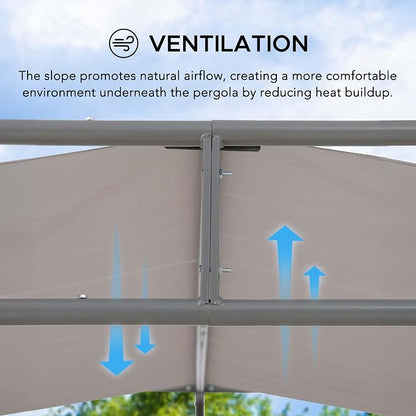 SUNJOY 10' x 10' Outdoor Pergola, Darkeford Metal Pergola with Grey Sling Fabric Sun Shade Canopy for Outdoor Patio, Garden,Yard, Deck, Entertaining