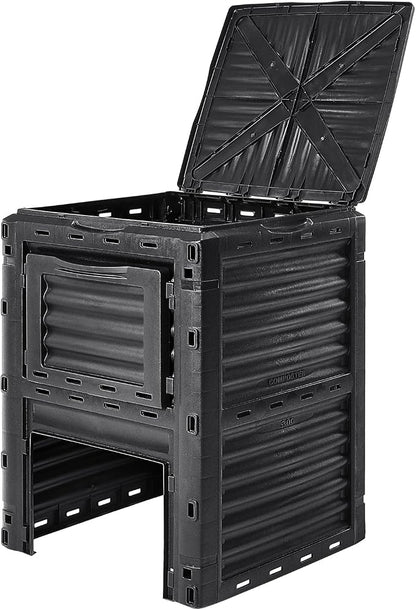 VEVOR Garden Compost Bin 80 Gallon, BPA Free Composter, Large Capacity Outdoor Composting Bin with Top Lid and Bottom Door, Easy Assembling, Lightweight, Fast Creation of Fertile Soil