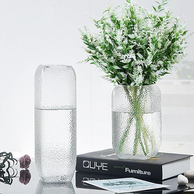 XLFAQXM 8 Pack Artificial Plants Flowers Grass Shrubs No Fade Faux Plastic Flowers Outdoor for Vases Farmhouse Garden Porch Patio Office Indoor Wedding Decoration Greenery Fake Plants (5#White)