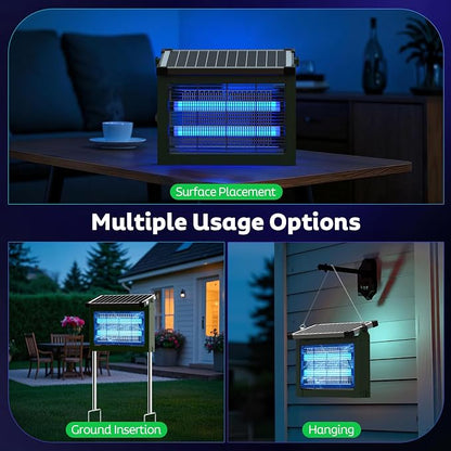 OnBeam Solar Bug Zapper Outdoor, 4500V Mosquito Zapper Fly Trap for Patio | 10W Solar Panel, IPX5 Waterproof, Auto Mode, Solar Powered, USB C Charging, Electric Rechargeable Mosquito Killer for Garden