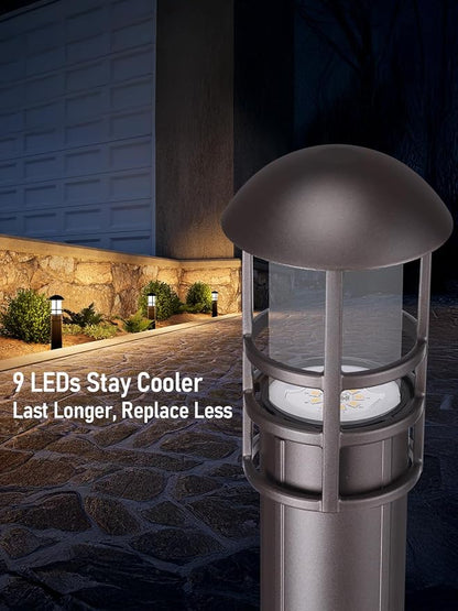 LEONLITE 12-Pack Low Voltage Landscape Pathway Lights, 3W, CRI90, 3000K | 12-24V AC/DC, Aluminum, ETL, Warm White, Low Voltage LED Bollard Path Lights, for Walkway Yard Garden
