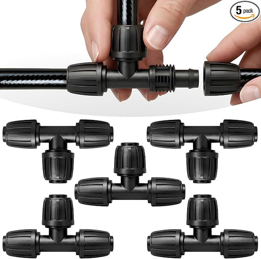 Carpathen Drip Irrigation Parts - 5PCS 1/2 inch Splitters for Quick Connect Drip Irrigation System - Leak Free Splitter Connectors for 1/2" Tubing