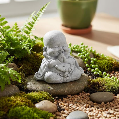 Buddha Statue for Home Decor,Zen Monk Praying Statue Sculptures Ornament Good Luck Decorations for Home Outdoor Garden Office