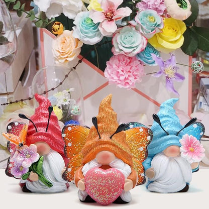 Hodao Spring Butterfly Gnomes Decorations Indoor Home Decor Scandinavian Tomte Elf Decor Gifts 3pcs Summer Resin Butterfly Elf Dwarf Kitchen Tiered Tray Decor