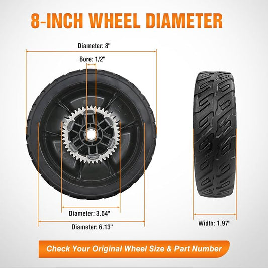 Yesker Lawn Mower Wheels Replacement 8 Inch 42710-VR8-N00ZA Assembly, Honda Lawnmower Rear Wheels Compatible with HRN216 Series for Self-Propelled Walk-Behind, 2-Pack