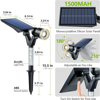 DenicMic Solar Spot Lights Outdoor Waterproof 3000K Warm White Lens LED Adjustable Angle Solar Lights Outdoor for Yard Garden Patio Wall Landscape Lighting Outside 4 Pack