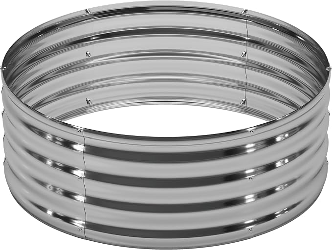DIIYIV 2x2x1.3ft Galvanized Raised Garden Bed, Planter Raised Garden Beds Outdoor, Round Clearance Raised Garden Beds for Gardening Vegetables