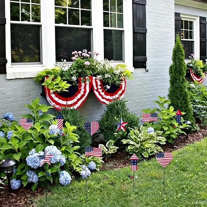 hogardeck 4th of July Decorations Outdoor, 10 PCS Metal Patriot Star Firework Decorative Garden Stakes for Fourth of July Decorations, Patriotic Yard Signs for Garden, Porch, Patio, Flower Beds