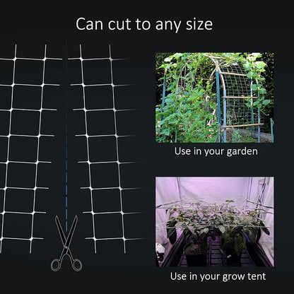 Toolazy Trellis Netting 59" x328' White - Heavy Duty 6" Mesh Plant Support Net for Climbing Vegetables, Garden Trellis Roll for Tomato Cucumber Pea Bean Vine Grow Tent Scrog Hydroponic
