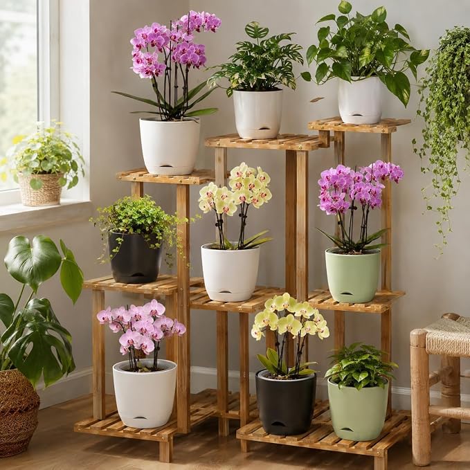 QCQHDU 7.2Inch Orchid Pots with Holes for Repotting, Double-Layer Plastic Self Watering Flower Pots for Indoor Plants with Drainage Holes, Clear Orchid Pot Match Decorative Orchid Container, 1Pack