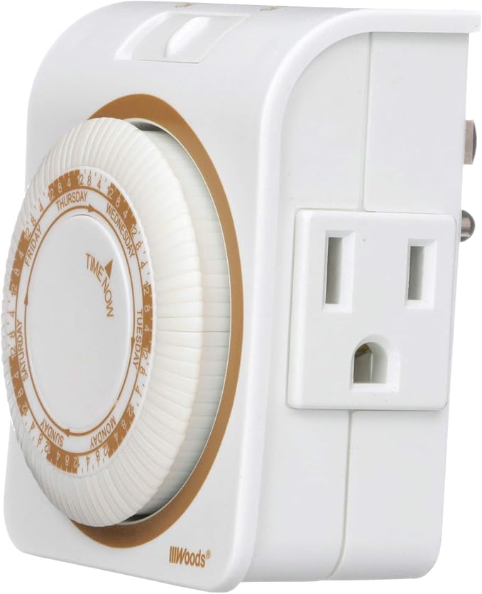 Woods 7-Day Indoor Heavy Duty Mechanical Timer; White, 50002