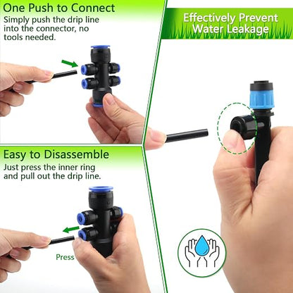 230FT Quick-Connect Drip Irrigation System Kit - 33FT 1/2" Main Tube & 197FT 1/4" Drip Line, Automatic Garden Watering System with Adjustable Emitters & Nozzles for Garden, Greenhouse, Yard, Lawn