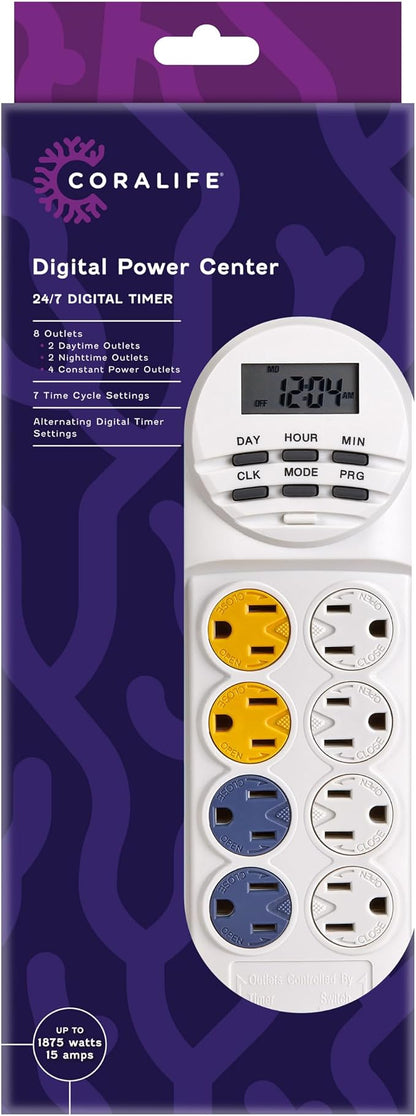 Coralife Aquarium Fish Tank 8-Outlet 24/7 Digital Power Center Timer