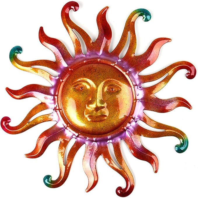 Metal Sun Wall Decor Outdoor Sunface Yard Art for Porch Door Patio Garden Home Indoor Sculpture Decorations