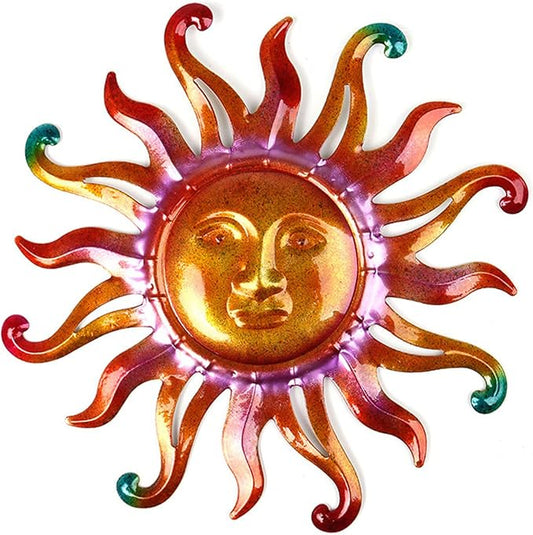 Metal Sun Wall Decor Outdoor Sunface Yard Art for Porch Door Patio Garden Home Indoor Sculpture Decorations