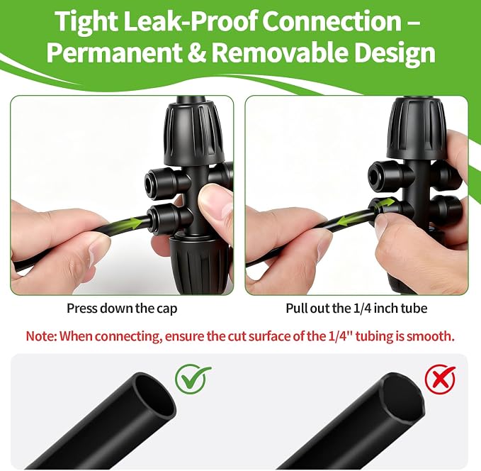 RedChili 8 Pcs Quick Connect 1/2" to 1/4" Drip Irrigation Fittings, Dripline 1/2 Inch (1/2" ID x0.6-0.65" OD) To 1/4 Inch Reducing Tee Adapter Drip Tubing 1/2" to 1/4" Irrigation 6 Way Connectors