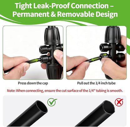 RedChili 8 Pcs Quick Connect 1/2" to 1/4" Drip Irrigation Fittings, Dripline 1/2 Inch (1/2" ID x0.6-0.65" OD) To 1/4 Inch Reducing Tee Adapter Drip Tubing 1/2" to 1/4" Irrigation 6 Way Connectors