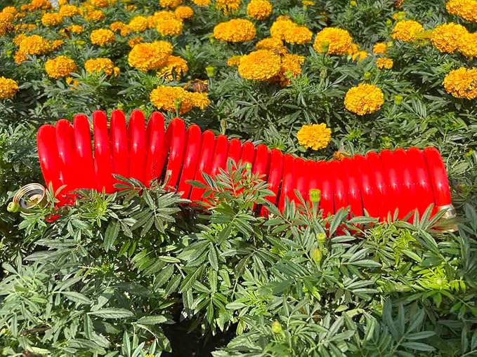 SANFU PU Recoil Garden Water Hose 3/8"ID(9.5 x 12.7mm) x 15ft Premium with 3/4"Inch Brass Fittings Retractable, Outdoor Patio Hose Marine&Boat, Red(15')