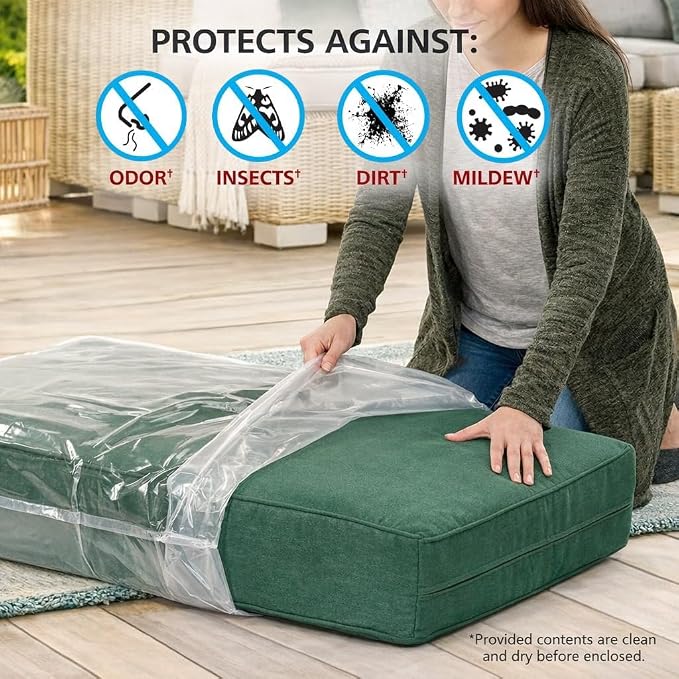 Shrink-Pak Hefty Outdoor Cushion Storage Cube 2-Pack | Patio Cushion Storage Bag Set with Vacuum Valve, Heavy Duty Outdoor Cushion Storage Bags Set for Patio Furniture