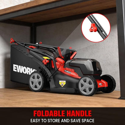 EWORK 40V 14" Electric Lawn Mower Cordless with 2*4.0Ah Batteries & Charger | 6-Height Adjustment, Electric Push Mower with 9-Gallon Grass Bag, Battery Powered Lawnmower for Yard, Lawn Care
