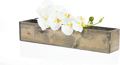 Wooden Planter Box, Rustic Barn Wood with Plastic Liner l Restaurant and Wedding Decorations l Wedding Bouquets, Table Centerpiece (20x4 Set of 2, Natural)