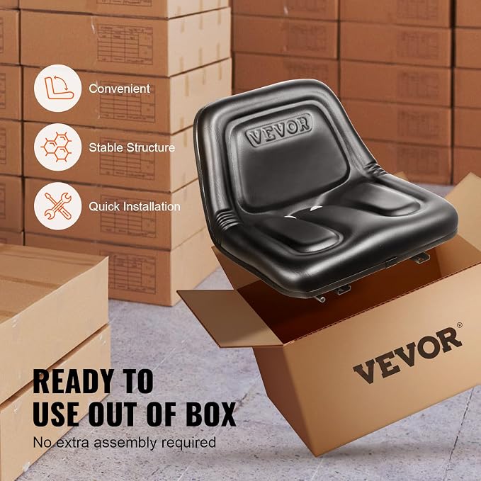 VEVOR Universal Tracor Seat, Lawn Mower Seat with Micro Switch and Drainage Holes, 6.3-11.8 inch Extended Slot Tractor Seat for Tractor Loader Excavator
